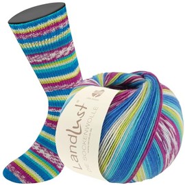 LandLust Die Sockenwolle 4-Ply 312 Sock Yarn, Striped/Jacquard