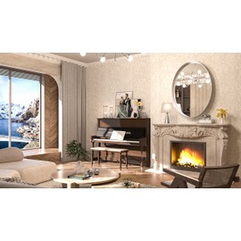 TokeShimi Oval Mirrors for Wall Decor 22x30 Inch with Non-Rusting Aluminum Alloy Brushed Silver Matte Framed Wall Mounted for Bathroom, Entryway, Living Room, Bedroom,Vanity or Horizontal