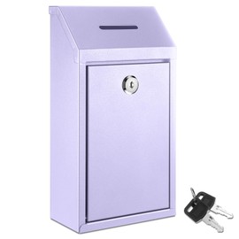 Yaocom Metal Donation Cash Box Collection Safe Suggestion Box with Lock Wall Mounted Mailbox Delivery Ballot Container for Home Office Outdoor Door