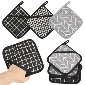 Pack of 6 Pot Holders with Bag, 18 x 18 cm Cotton Pot Holders, Square Cotton Hot Pads, Heat Resistant Set, Washable and Heat Resistant 260 °C, for Kitchen Cooking and Baking Placemats