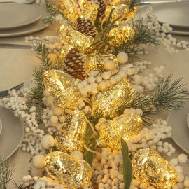 ITART Mercury Hazelnuts Garland Lighted with Timer Set of 2 10pcs 7.5cm Christmas Bauble Ornaments Garland for Christmas Tree Garland Wreath Fireplace Mantel