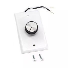 Wall Mounted Fireplace Blower Rheostat Variable Speed Controller w/ Cover Plate - White, Single Wall Plate w/ Hole