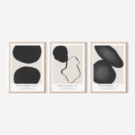 Biblical Abstract Art Prints | Inspiring Bible Quotes | Wall Decor for Living Room or Bedroom | Set of 3 Unframed (A3)