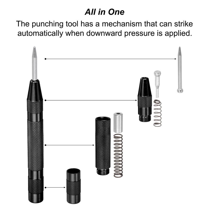 sourcing map Automatic Center Punch, 5-Inch Spring-Loaded Center Hole Puncher