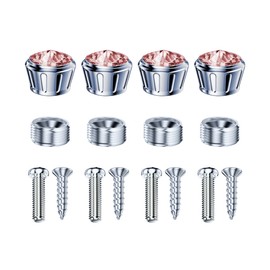 Moioee Car License Plate Screw Bolt Cap, 4PCS Sparkling Bling Rhinestones Frame Screws Cover, Rustproof Aluminum Alloy Security Fastener Kit, Anti-Theft Car Accessories Decor for Most Cars (Pink)