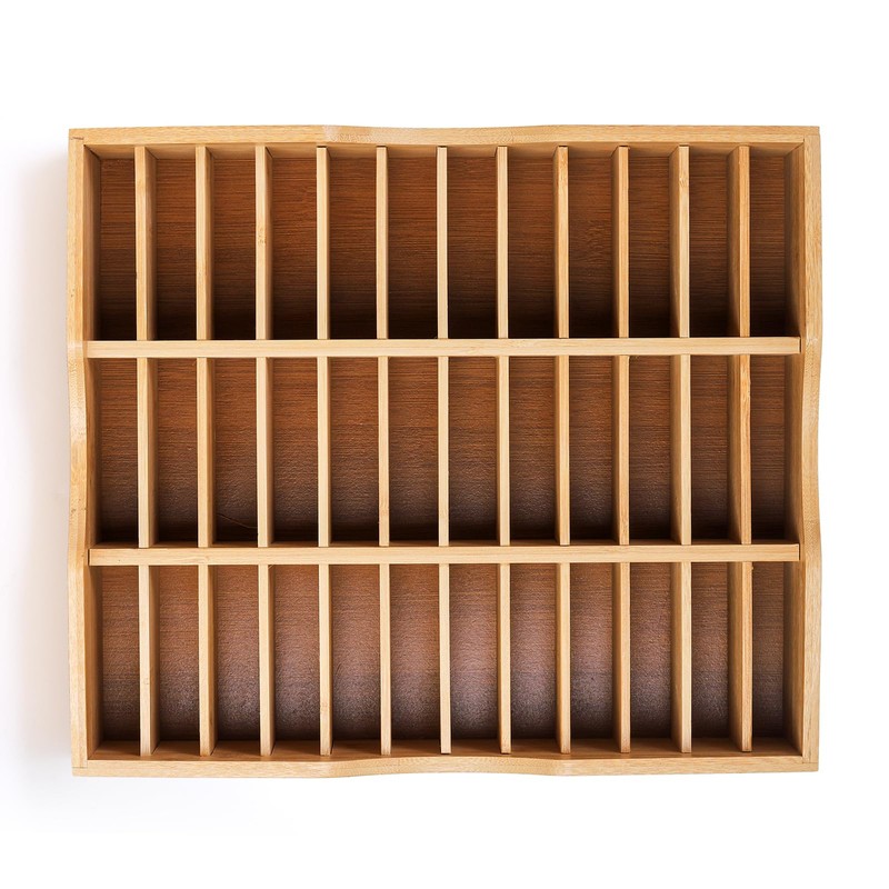 Lawei 36-Grid Bamboo Cell Phones Storage Box, Desktop Mobile Phone
