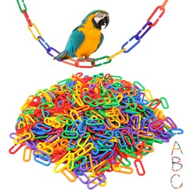 Plastic C-Clip Hooks Chain Links, Interchangeable Rainbow C-Links for Classroom Playroom Learning Toys, Mix Color Small Pet Rat Parrot Bird Toy Cage (200)
