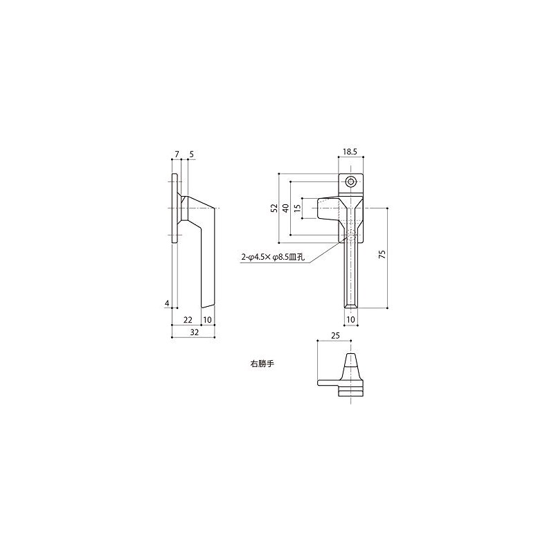 Nakanishi Industrial R DC-625 Window Opening Cam Latch Handle