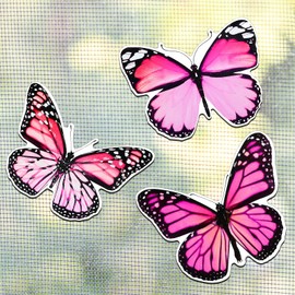 Fiada 6 Pcs Butterfly Screen Magnets for Fridge Decorative Double Sided Screen Door Magnets Flexible Cute Refrigerator Butterfly Magnets for Women Friend Multicolor Kitchen Doors (Pink, Sweet Style)