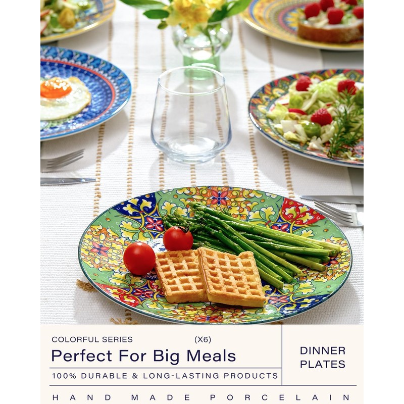 getstar Dinner Plates Set of 6, 10.5 Inch Ceramic Plates,