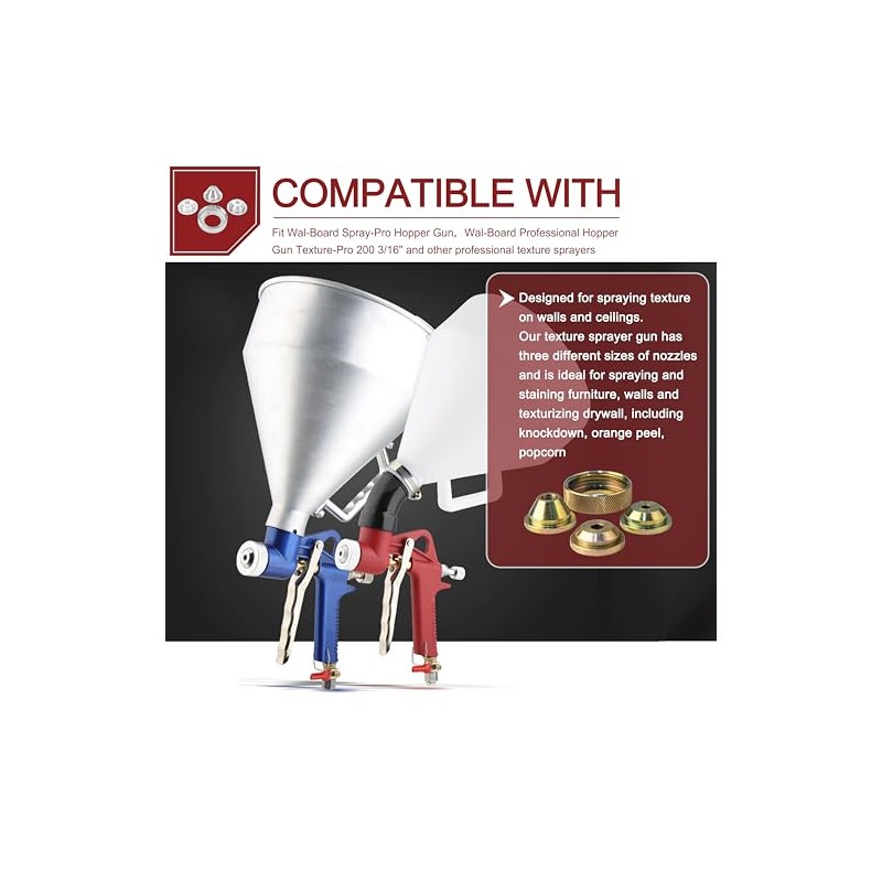 Solid Brass Texture Sprayer Orifice Tip Set, Fits Wal-Board Drywall