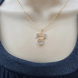 JEYFEL XP 18K Gold Plated Women's Jewelry. My Little Girl CZ Pendant Necklace. Family