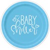 Unique 73385EU Eco-Friendly Paper Plates-23 cm-Blue Hearts Baby Shower-8 Count