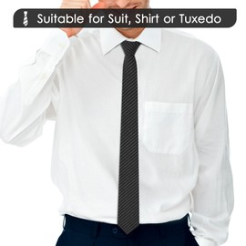 Mantieqingway Men's 2.56'' Skinny Cotton Ties Striped Neckties Casual Business Tie for Daily Dress, Office, College, Wedding (Black)