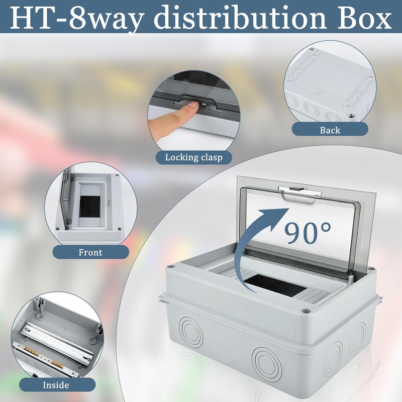 pangdapengpeng HT-8 Way IP65 Fuse Box Surface-Mounted, Sub-Distribution Surface-Mounted Distributor