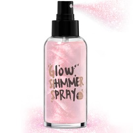 HOSAILY Body Glitter Spray - Pink Body Shimmer for Face, Hair & Body, Moisturizing Luminizer Glow Illuminator, Quick-Drying Sparkling Glitter Spray Liquid Highlighter Makeup (#07)