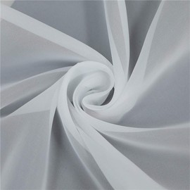 ESLIR Window curtain with loops kitchen bistro curtains transparent curtains short curtain voile white W x H 45 x 120 cm 1 piece