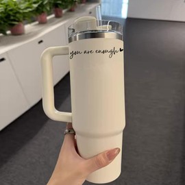 WCDHOR 2 x You Are Enough Rearview Mirror Decal Water Bottle Stickers Affirmation Reminder Sticker Laptop Bumper Sticker Tumbler Vinyl Sticker Car Mirror Decal (You Are Enough, Black)