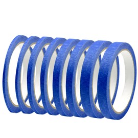 Scettar 8 Rolls 3/5/8/12mm Thin Masking Tape Masking Tape for Painters Colored Paper Tape for Car School Office DIY Projects (Blue, 20m/Roll)