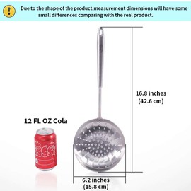 Newness Strainer Skimmer, 304 Stainless Steel Slotted Spoon Fry Ladle Skimmer Cooking Spoon, Large Skimmer Slotted Colander Spoon Ladle for Kitchen Frying Food Pasta Spaghetti Noodles Chips, Veg