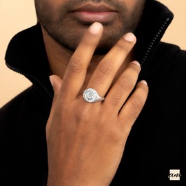 Amberta Solid 925 Sterling Silver Signet Ring for Men with Saint Christopher | Pinky Ring Men| Mens Signet Ring | Religious Signet Ring: Silver Signet Ring Size 11.5