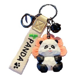 WEIGANGFANG WGF Resin Panda KeyChain Chinese Panda Key Rings Animal Keychains for Kids’ Gift, Boys and Girls' Gift (Flower Panda)