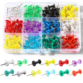 150 Pcs Push Pins, 12 ColorsStandard Thumb Tacks Steel Point and Plastic Head, Push Pins for Bulletin Board, Thumb Tacks for Cork Board and Wall