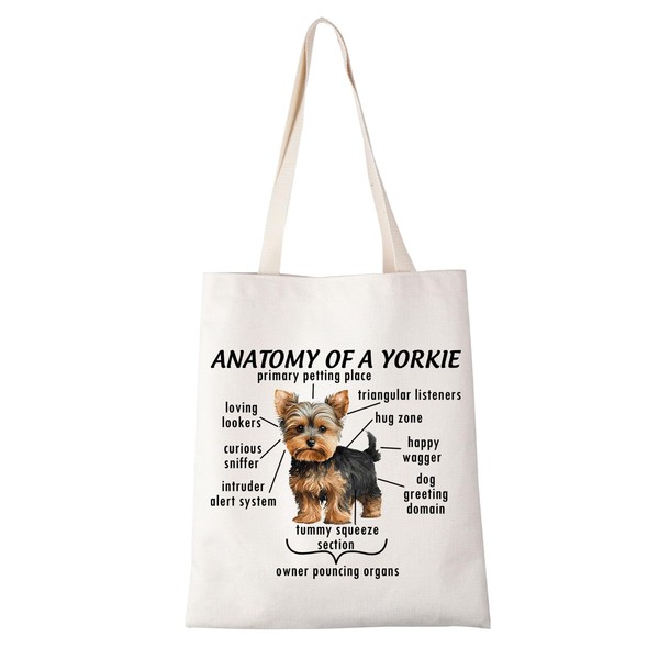 XYANFA Yorkie Makeup Bag Yorkie Lovers Gift Yorkie Dog Yorkie Owner Gift Pet Lovers Yorkie Puppy Yorkshire Terrier Cosmetic Bag (ANATOMY OF A YORKIE Tote Bag)