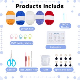 ACRNIGHEET 4PCS Chicken Crochet Kit for Beginners Chicken Crochet Starter Kits Crochet Animals DIY Beginner Crochet Kit for Adults Craft Knitting Crochet Animal Kits with Step-by-Step Tutorials