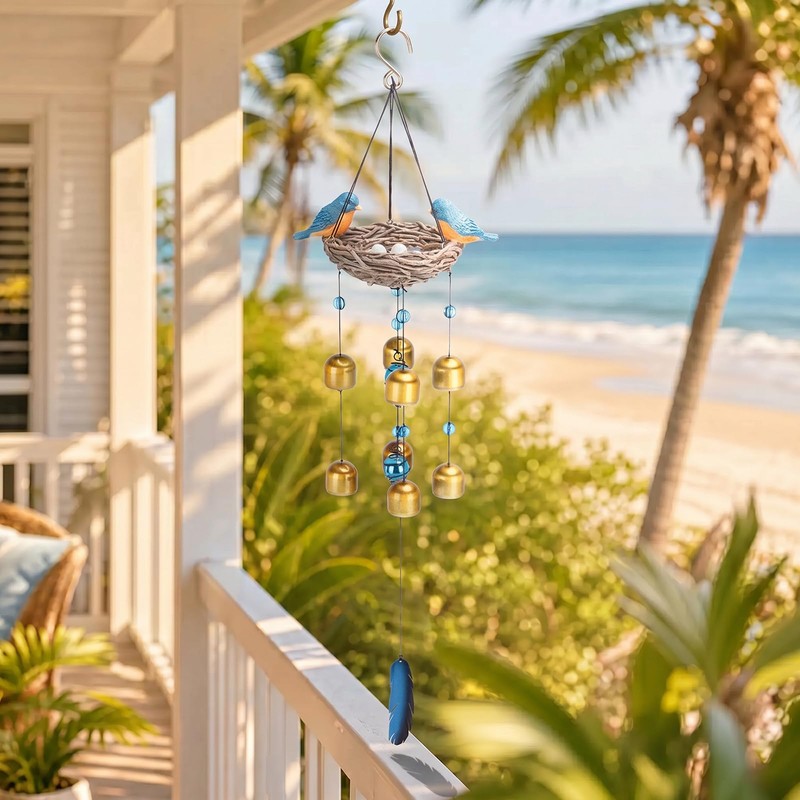 MUMTOP Wind Chime for Outside, Blue Bird Resin Wind Bells