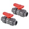 PATIKIL 25mm ID Double Union Ball Valve, 2 Pack PVC