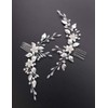 Aimimier Bridal Flower and Leaf Hair Comb 2 PCS Crystal