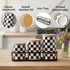 Small Checkered Kitchen Canister Set of 3 with Black Metal