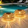 2 Pack Solar Lanterns Outdoor Waterproof, 11" Bigger Rattan Outdoor