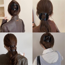 papasgix 6 PCS Flat Hair Clips, Large Flat Claw for Women, Lay Down Clips French Strong Hold No Slip Grip for Thick Curly (Matte+Glossy-Ellipse)