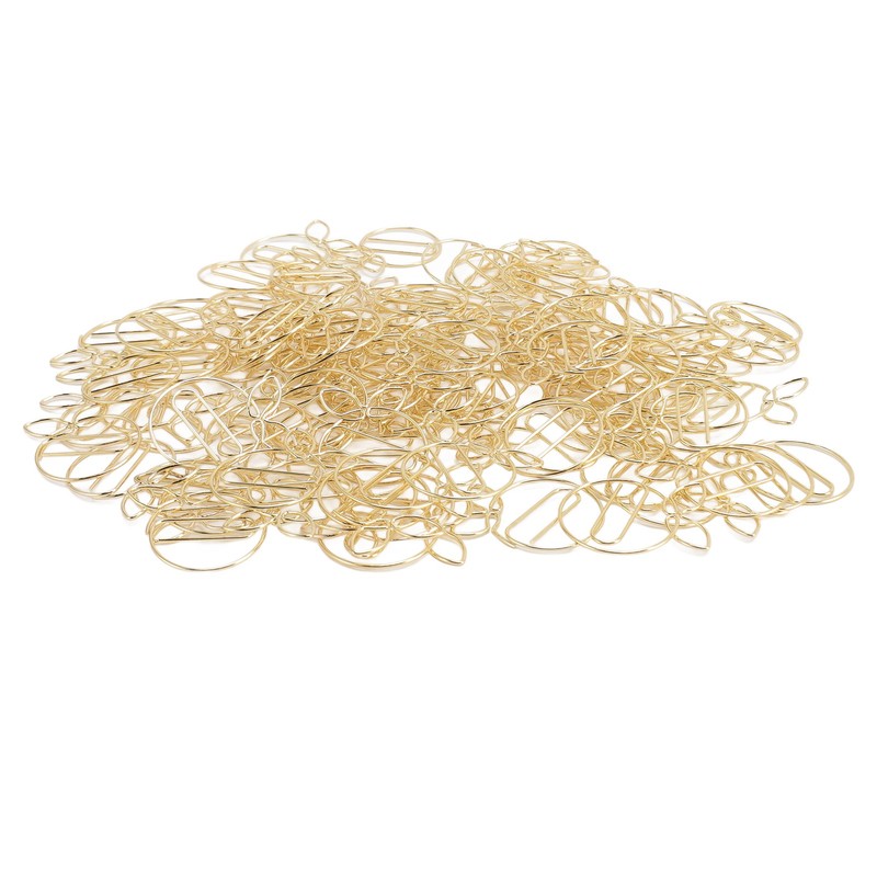 100Pcs Gold Paper Clips Cute Shape Stainless Steel Multifunction Metal