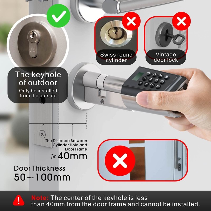 We.Lock L6PB Code Lock Door Lock with Pin Code for