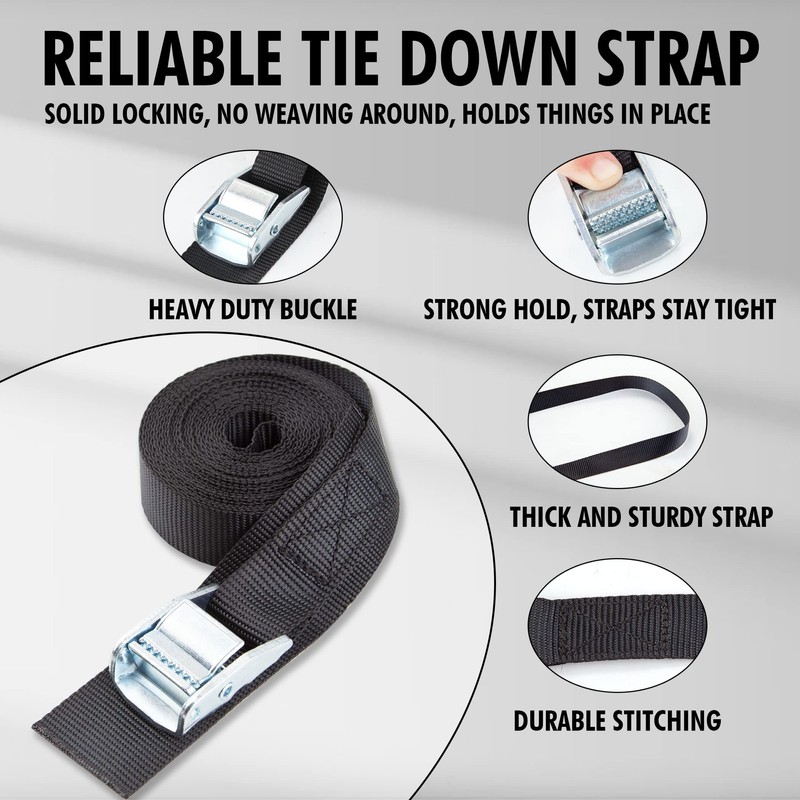Cartman 2.5 cm x 4.6 m Lashing Straps with Adjustable