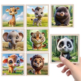 TUNJILOOL Children's Puzzle from 3 4 5 6 Years, 8 x 6 Pieces Puzzle Children & Wooden Puzzle, Preschool Educational Toy, Gifts for Children for Boys and Girls (Wild Animals)