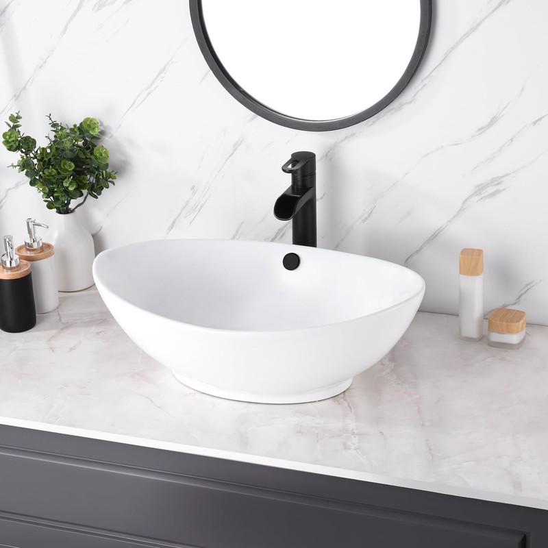 Luxier CS-004 Oval 23 in. Bathroom Ceramic Vessel Sink Art