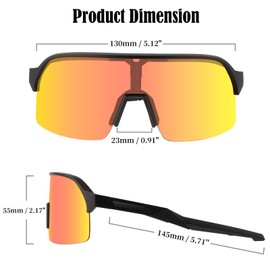 FOCUHUNTER Polarized Sports Sunglasses for Men Women, UV400 Cycling Eyewear for Baseball Running Cycling Glasses 3 Lenses (Black Frame - Semi-Rimless)