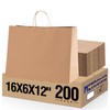 METRONIC Large Paper Bags With Handles 16x6x12 200pc, Brown Shopping