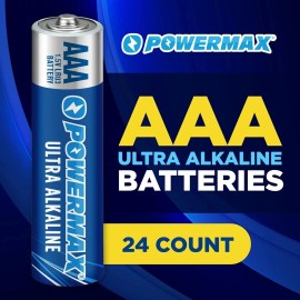 PowerMax AAA Alkaline Batteries 24 Pack Powermax Battery 10 Year Shelf Life Long Lasting