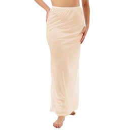 Underworks Nylon Maxi Length Half Slips with Snip a Length Beige Medium