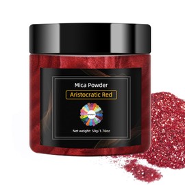 NTWJNJY Aristocratic Red Mica Powder, Natural Shimmer Mica Powder for Epoxy Resin/Candle/Soap/Lip Gloss/Slime/Bath Bombs/Quicksand.Car Paint pigments.Candle Dye,Soap Making Dye,Resin dye.(50g/1.7oz)
