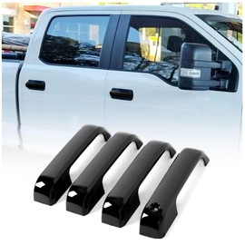 HECASA 4Pcs Exterior Door Handle Covers Compatible with 2015-2020 Ford F150 2017-2022 F250 F350 F450 w/o Smart Keyhole ABS Plastic Black