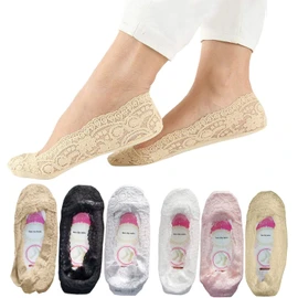 SNUG STAR Lace Socks Womens Fashion Liner No Show Sock Non Slip Sock Thin Low Cut Casual Socks (Lace 6 Pairs (Multicolor Set))