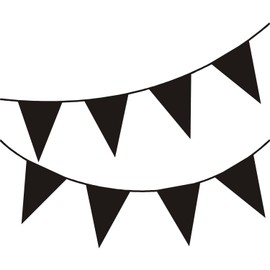 Happium 10m / 32 ft Solid Colour Bunting Flags Banner Pennant Party Decoration Garland (Black)