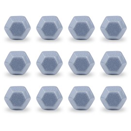 ETHNICITI Pack of 12 Hexagonal Grey Crackle 40mm Ceramic Door Knobs Vintage Shabby Chic, Wardrobe Cabinet Cupboard Drawer Interior Furniture Pulls Handles Bedroom Dresser Lounge Kitchen