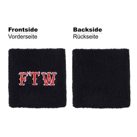FTW Sweatband The World Embroidery Embroidered & Absorbent Terry Cloth Black Designer Sweatband Wrist Arm Black Wristband Sports Fan Gift Biker Sweat Bracelet